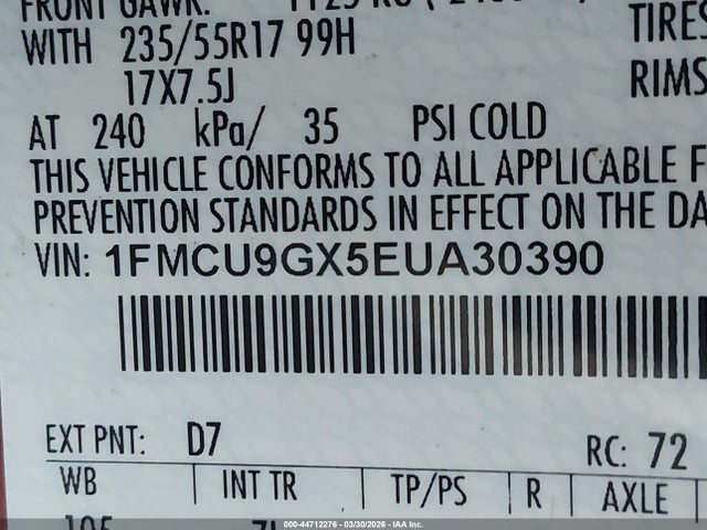 1FMCU9GX5EUA30390 Ford ESCAPE SE