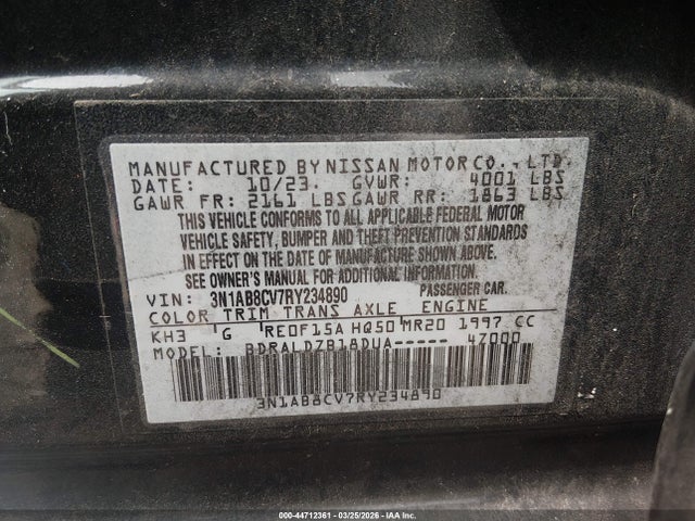 Aukcja sprzedaży 2024 Nissan Sentra Sv Xtronic Cvt, vin: 3N1AB8CV7RY234890, numer aukcji: 44712361