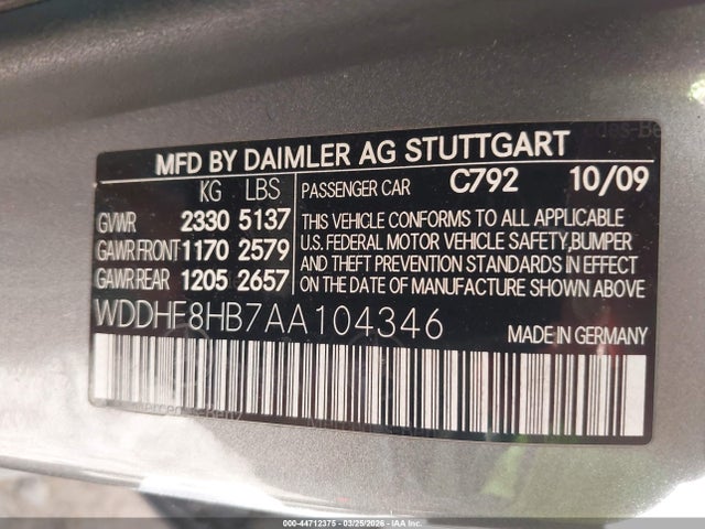 2010 Mercedes-benz E 350 4matic მანქანა იყიდება აუქციონზე, vin: WDDHF8HB7AA104346, აუქციონის ნომერი: 44712375
