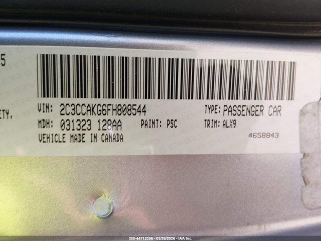 Продажа на аукционе авто 2015 Chrysler 300c Awd, vin: 2C3CCAKG6FH808544, номер лота: 44712396