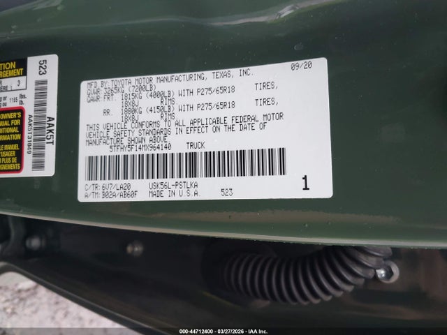 Продаж на аукціоні авто 2021 Toyota Tundra Limited, vin: 5TFHY5F14MX964140, номер лоту: 44712400
