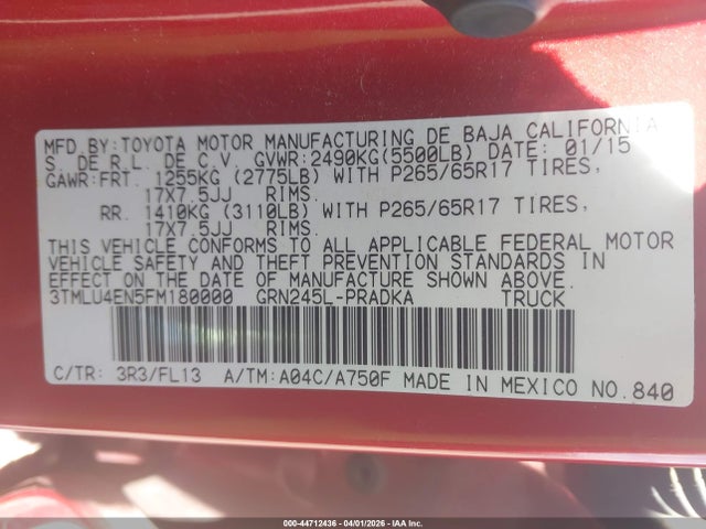 Toyota Tacoma Base V6 2015 3TMLU4EN5FM180000 Image 9