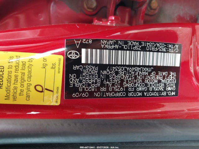 44712441 :رقم المزاد ، JTKKU4B49AJ053417 vin ، 2010 Scion Xd مزاد بيع