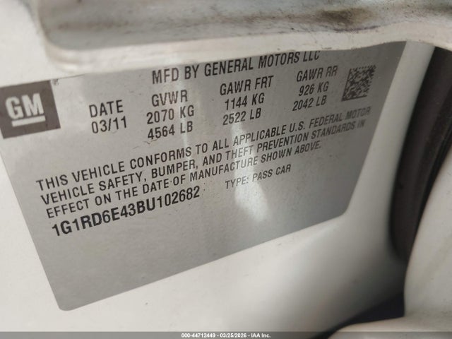 2011 CHEVROLET VOLT 1G1RD6E43BU102682 Photo 8