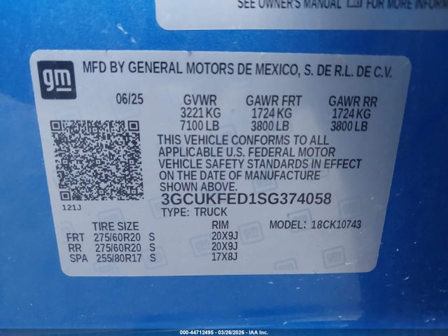 3GCUKFED1SG374058 Chevrolet Silverado 1500
