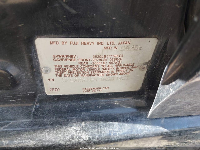2007 Subaru Impreza 2.5i მანქანა იყიდება აუქციონზე, vin: JF1GD61647H507381, აუქციონის ნომერი: 44712543