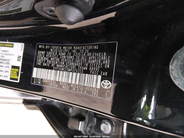 2021 TOYOTA COROLLA 5YFS4MCE9MP076355 Photo 8