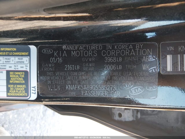 Продажа на аукционе авто 2016 Kia Forte Lx, vin: KNAFK5A89G5585273, номер лота: 44712713