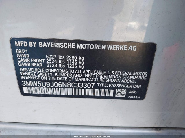 3MW5U9J06N8C33307 BMW M340i M340i Xdrive
