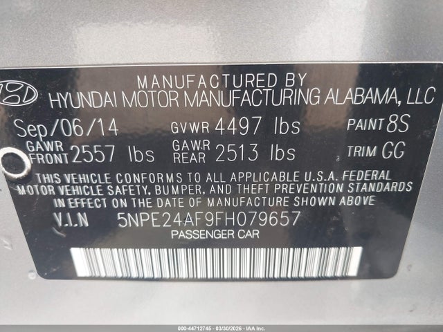 2015 HYUNDAI SONATA 5NPE24AF9FH079657 Photo 8