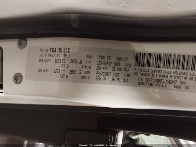 44712781 :رقم المزاد ، 1C4PJMAB8GW156247 vin ، 2016 Jeep Cherokee Sport مزاد بيع