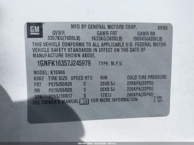 2007 CHEVROLET SUBURBAN 1500 1GNFK16357J245979 Photo 8