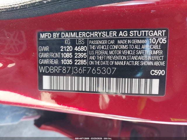 2006 Mercedes-benz C 350 Luxury 4matic მანქანა იყიდება აუქციონზე, vin: WDBRF87J36F765307, აუქციონის ნომერი: 44712889