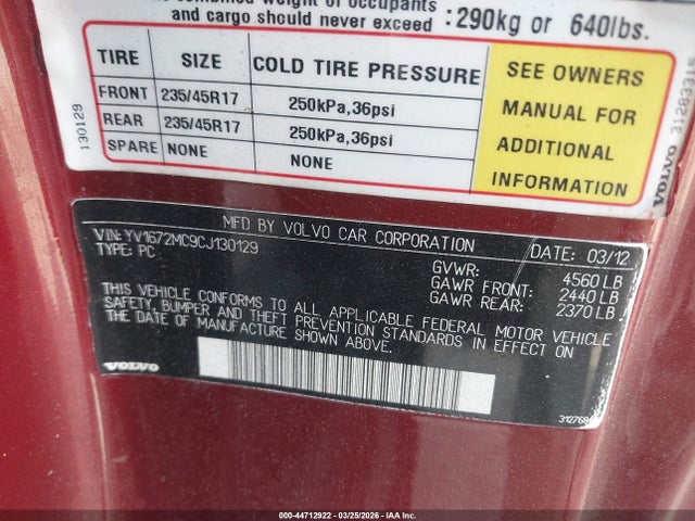 2012 VOLVO C70 YV1672MC9CJ130129 Photo 8