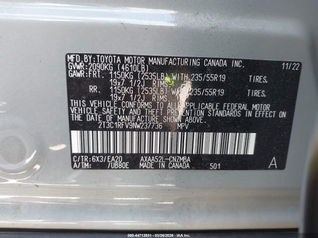 2022 TOYOTA RAV4 2T3C1RFV9NW237736 Photo 8