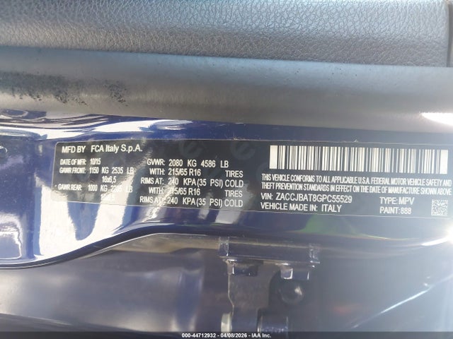 Aukcja sprzedaży 2016 Jeep Renegade Sport, vin: ZACCJBAT8GPC55529, numer aukcji: 44712932
