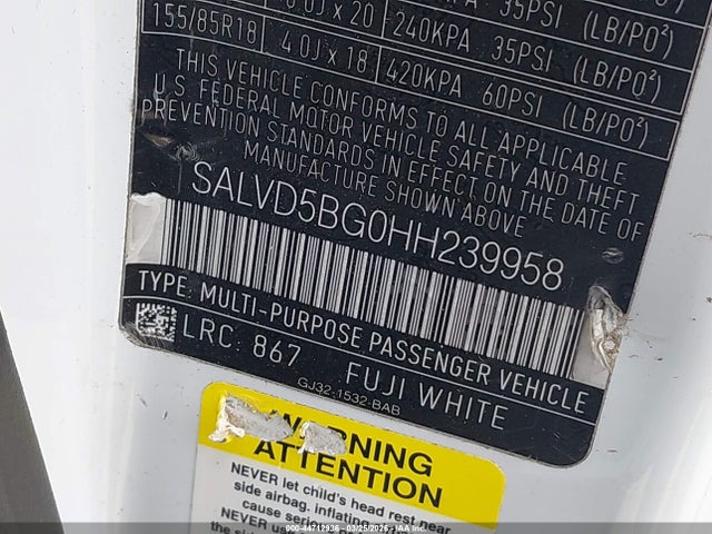 2017 LAND ROVER RANGE ROVER EVOQUE SALVD5BG0HH239958 Photo 8