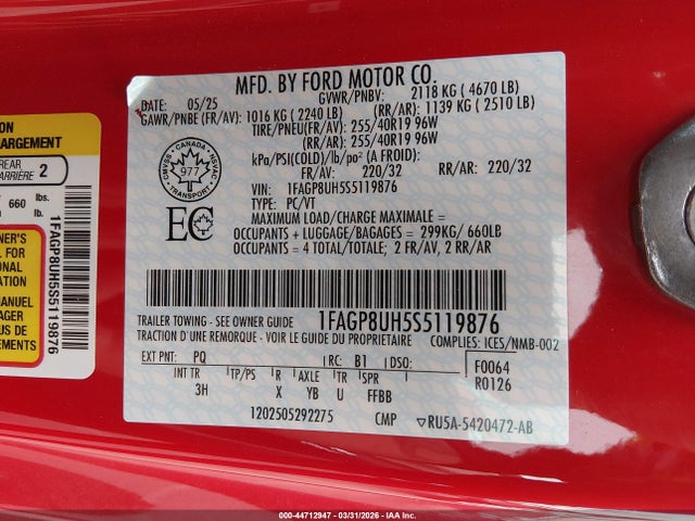 Ford Mustang Ecoboost Premium 2025 1FAGP8UH5S5119876 Image 9