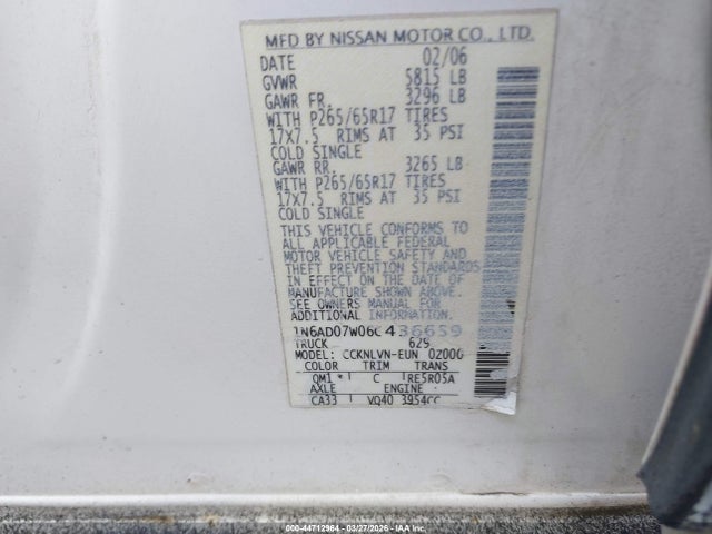 2006 NISSAN FRONTIER 1N6AD07W06C436659 Photo 8