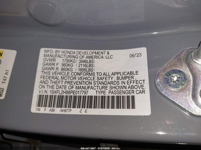 Aukcja sprzedaży 2023 Honda Civic Sport, vin: 19XFL2H88PE017797, numer aukcji: 44712987