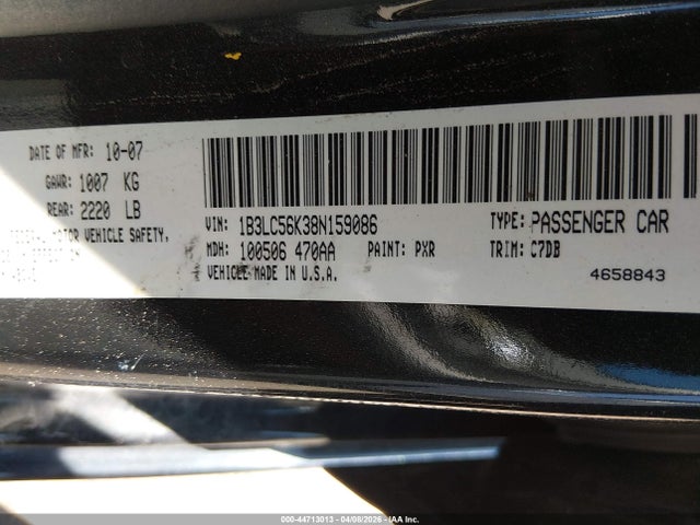 Aukcja sprzedaży 2008 Dodge Avenger Sxt, vin: 1B3LC56K38N159086, numer aukcji: 44713013