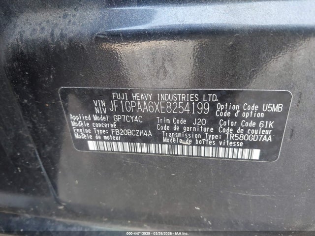 Продаж на аукціоні авто 2014 Subaru Impreza 2.0i, vin: JF1GPAA6XE8254199, номер лоту: 44713039