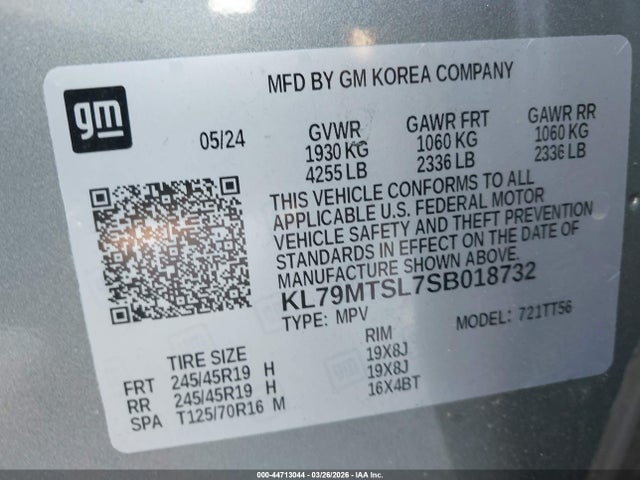 Aukcja sprzedaży 2025 Chevrolet Trailblazer Fwd Rs, vin: KL79MTSL7SB018732, numer aukcji: 44713044