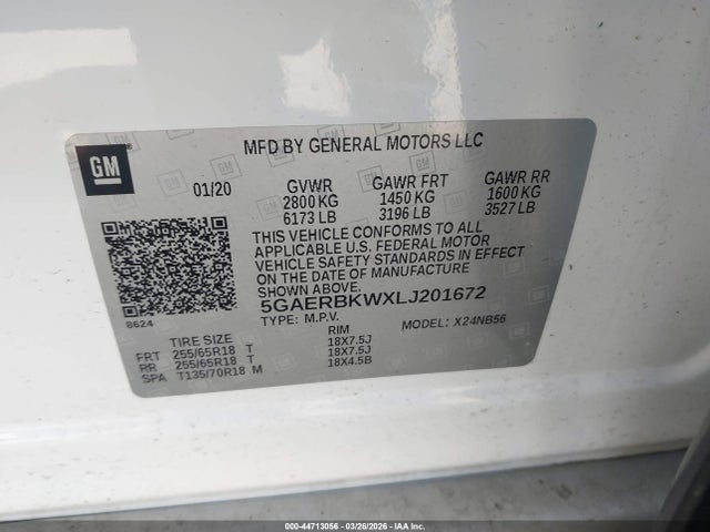 Продаж на аукціоні авто 2020 Buick Enclave Essence, vin: 5GAERBKWXLJ201672, номер лоту: 44713056