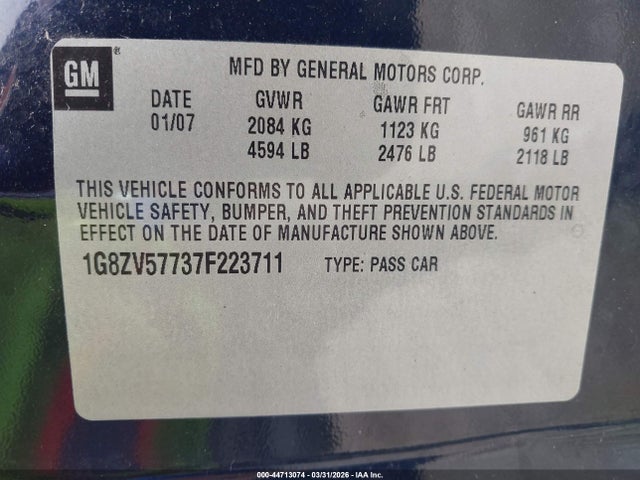 2007 SATURN AURA 1G8ZV57737F223711 Photo 8