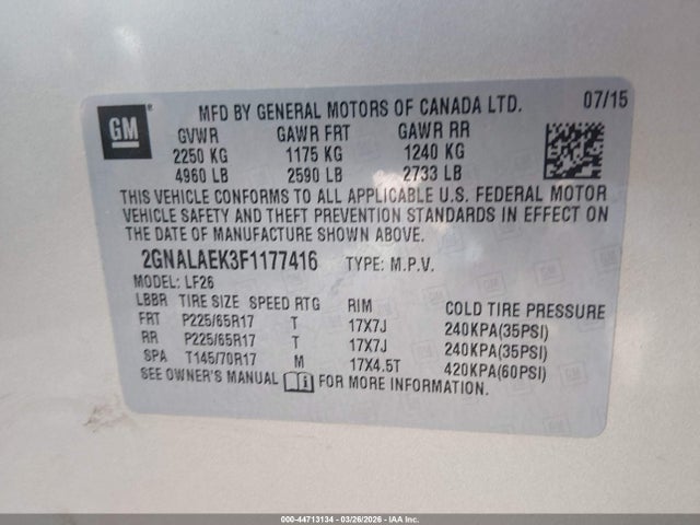 2GNALAEK3F1177416 Chevrolet EQUINOX LS