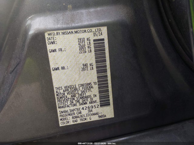 Nissan Altima 2.5 S 2014 1N4AL3AP7EC426952 Image 9
