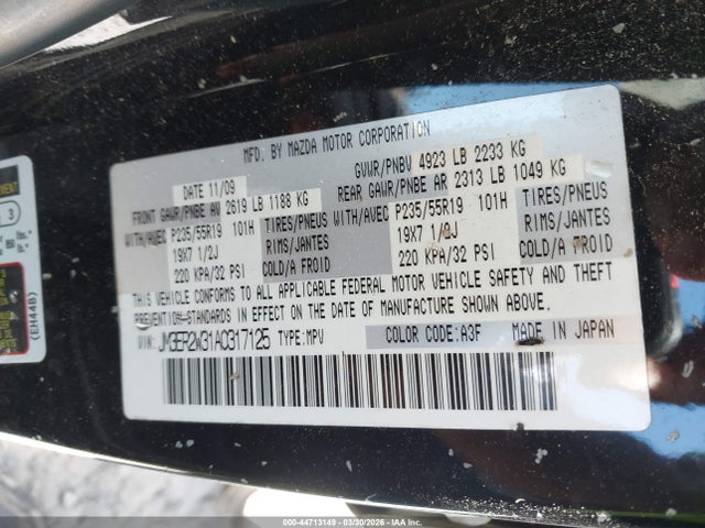 Aukcja sprzedaży 2010 Mazda Cx-7 S Grand Touring, vin: JM3ER2W31A0317125, numer aukcji: 44713149
