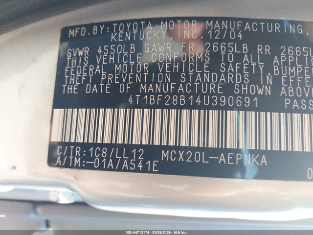 2004 TOYOTA AVALON 4T1BF28B14U390691 Photo 8