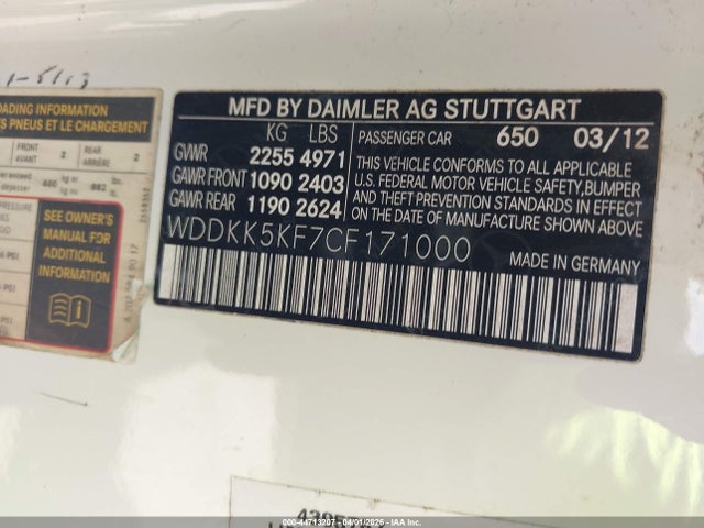 Aukcja sprzedaży 2012 Mercedes-benz E 350, vin: WDDKK5KF7CF171000, numer aukcji: 44713207
