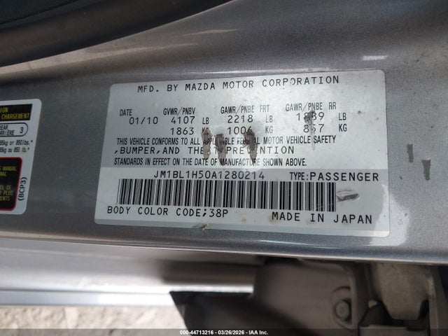 Aukcja sprzedaży 2010 Mazda Mazda3 S Sport, vin: JM1BL1H50A1280214, numer aukcji: 44713216