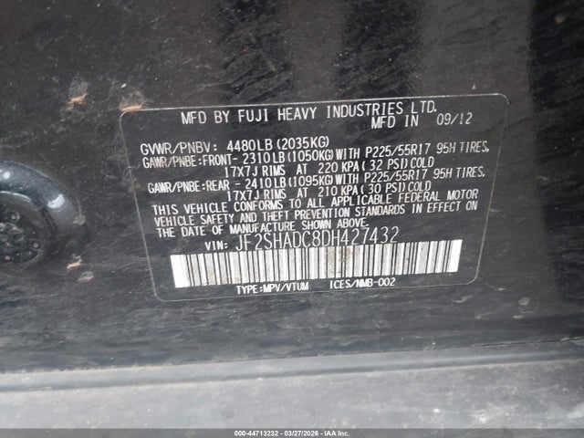 2013 SUBARU FORESTER JF2SHADC8DH427432 Photo 8