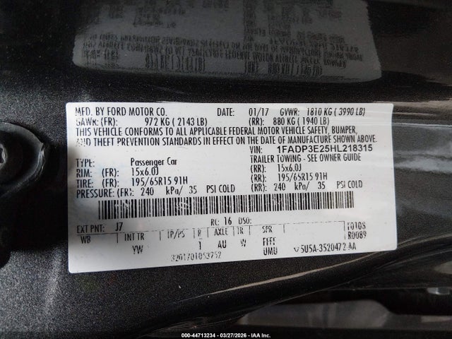 Ford FOCUS S 2017 1FADP3E25HL218315 Image 9