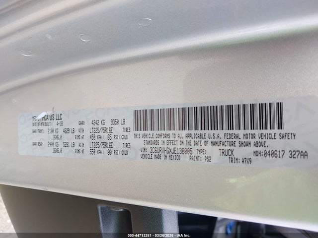 Продаж на аукціоні авто 2018 Ram Promaster 3500 High Roof 159 Wb, vin: 3C6URVHGXJE138005, номер лоту: 44713281