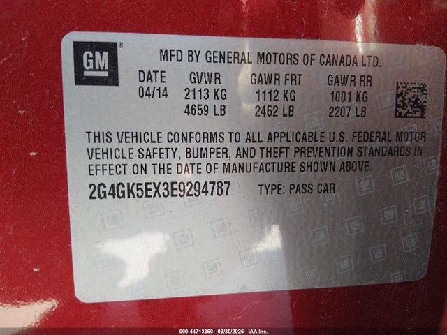 Продажа на аукционе авто 2014 Buick Regal Turbo, vin: 2G4GK5EX3E9294787, номер лота: 44713350