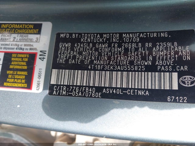 2010 TOYOTA CAMRY 4T1BF3EK3AU555825 Photo 8