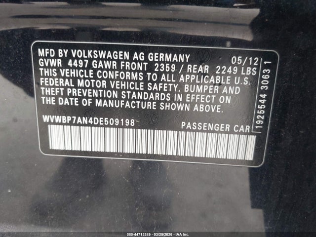 2013 VOLKSWAGEN CC WVWBP7AN4DE509198 Photo 8