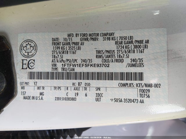 Ford F-150 Xlt 2015 1FTFW1EF5FKE93702 Image 9
