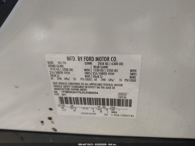 Ford Explorer Platinum 2018 1FM5K8HT9JGA86054 Image 9