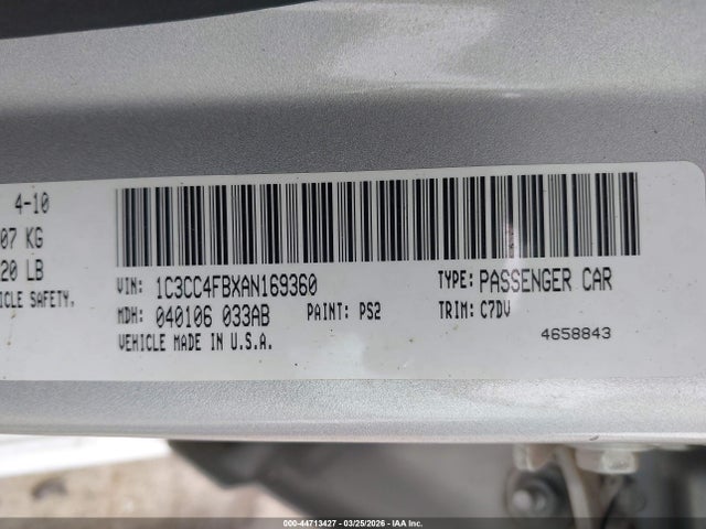 Продаж на аукціоні авто 2010 Chrysler Sebring Touring, vin: 1C3CC4FBXAN169360, номер лоту: 44713427