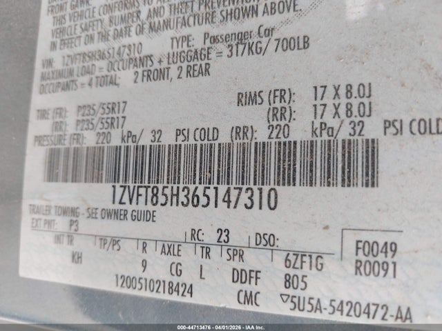 2006 FORD MUSTANG 1ZVFT85H365147310 Photo 8