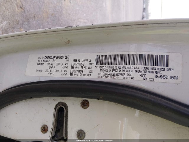 Продаж на аукціоні авто 2014 Ram 2500 Tradesman, vin: 3C6UR4HJ8EG327963, номер лоту: 44713478