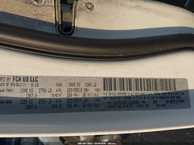 Продаж на аукціоні авто 2016 Dodge Journey Crossroad Plus, vin: 3C4PDCGB1GT234933, номер лоту: 44713524