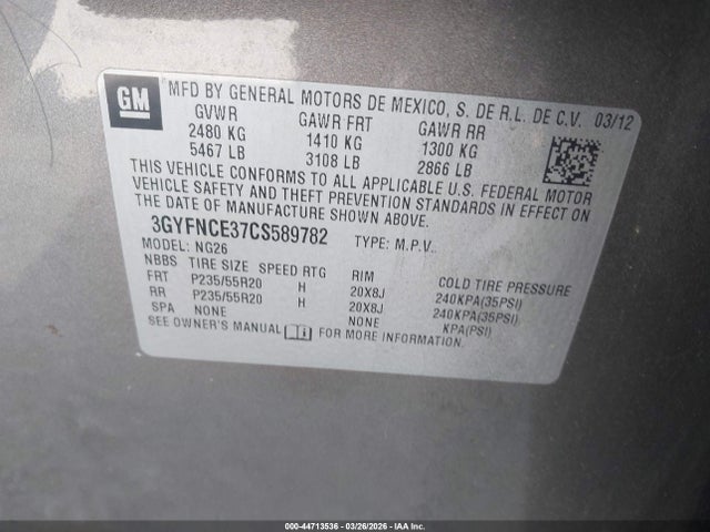 2012 CADILLAC SRX 3GYFNCE37CS589782 Photo 8