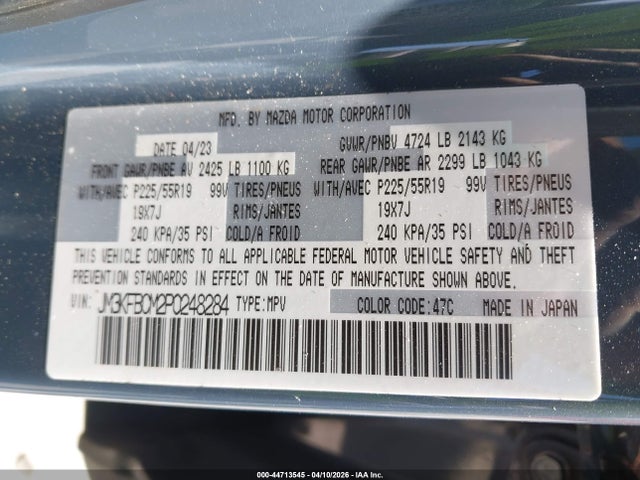 Aukcja sprzedaży 2023 Mazda Cx-5 2.5 S Carbon Edition, vin: JM3KFBCM2P0248284, numer aukcji: 44713545