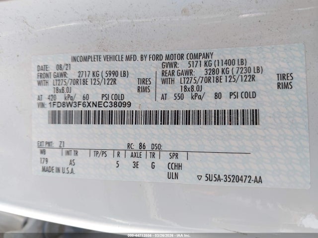 Ford F-350 Chassis Xl 2022 1FD8W3F6XNEC38099 Image 9